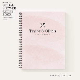 Hübsche Wasserfarbe Rosa Paare Leere Rezept Notizbuch