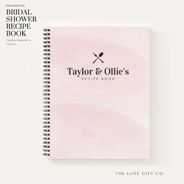 Hübsche Wasserfarbe Rosa Paare Leere Rezept Notizbuch (Von Creator hochgeladen)