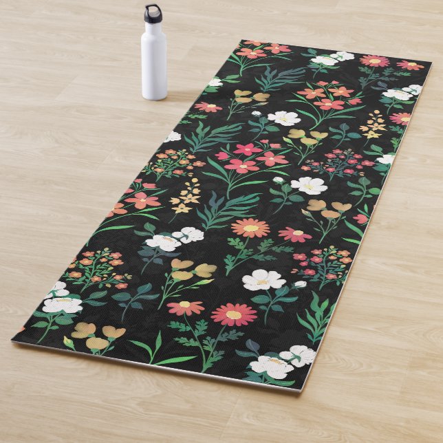 Hübsche Wasserfarbe Schwarz Botanisch Yogamatte (Beispiel)