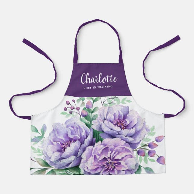 Hübsche Wasserfarben Blumenmädchen Koch Ausbildung Schürze (Vorderseite)