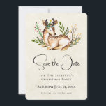 Hübsche Wasserfarben, die Boho rustikal ablegen Save The Date<br><div class="desc">Save the Date Karte mit einem hübschen Hirsch,  umgeben von üppiger Flora. Rustikales Boho Design.</div>