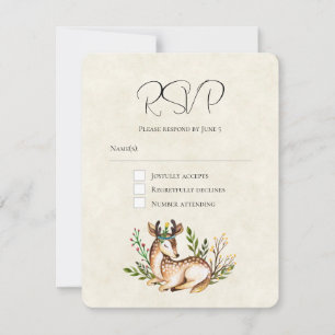 Hübsche Wasserfarben-Hirsche, die Boho-Hochzeit ni RSVP Karte