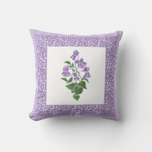 Hübsche Wasserfarben-Violetten und Karo Gingham Bo Kissen
