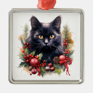 HÜBSCHE WASSERFARBSCHEIBEN KATZE ORNAMENT AUS METALL