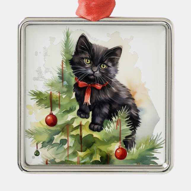 HÜBSCHE WASSERFARBSCHEIBEN KATZE ORNAMENT AUS METALL (Vorne)