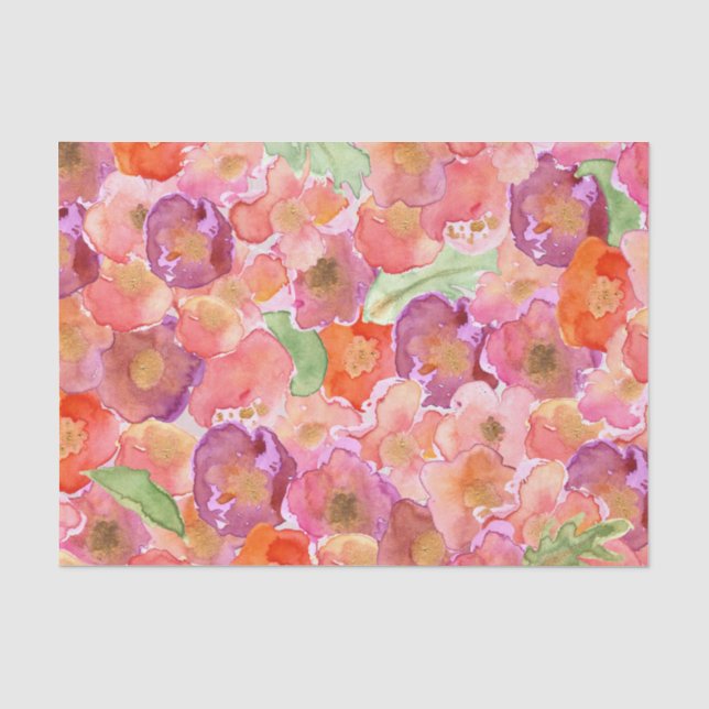 Hübsche Watercolor-Mohnblumen Seidenpapier (Vorderseite)