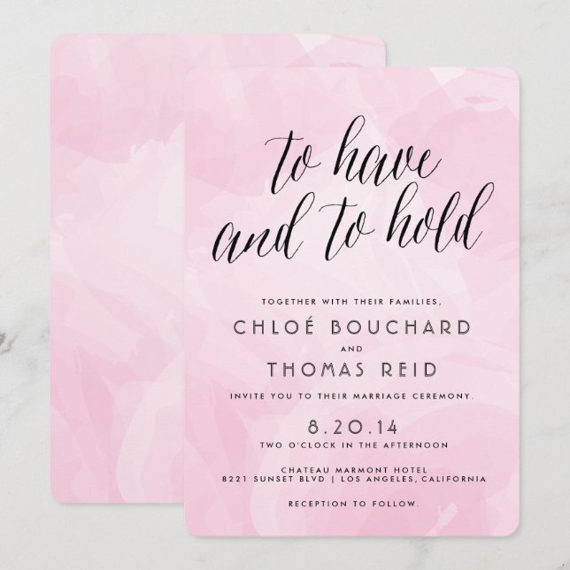 Hübsche Watercolor Script Hochzeitseinladungen Einladung (Vorne/Hinten)