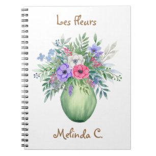 Hübsche Watercolor-Vase für das Sommer-Blume-Noteb Notizblock