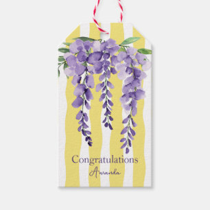 Hübsche Wavevevy Streifen mit lila Blüte für sie Geschenkanhänger