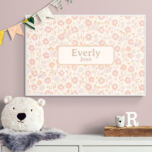 Hübsche weiche Blumen individuelle Baby-Name-Kunst Poster