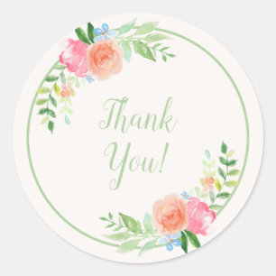 Hübsche weiche Orangenpinke Wasserfarbe Vielen Dan Runder Aufkleber