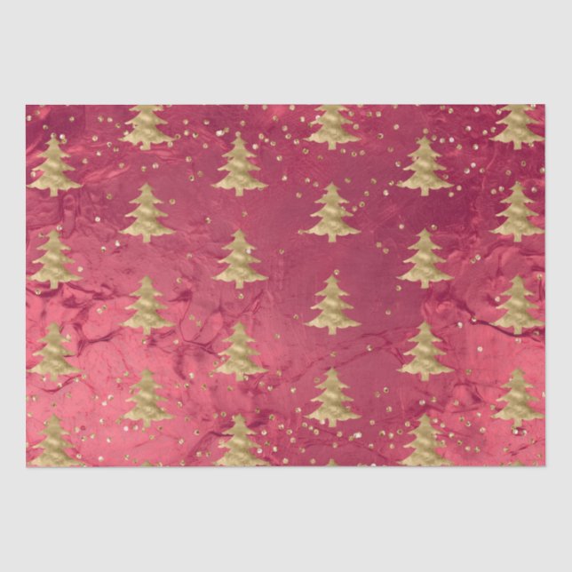 Hübsche Weihnachtsbaumen aus Red Gold Seidenpapier (Vorderseite)