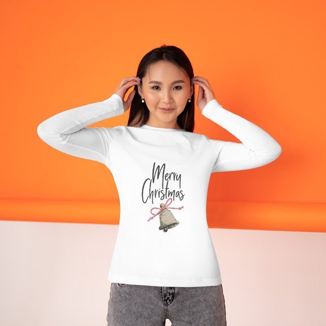 Hübsche Weihnachtsglocke Frohe Weihnachtsschrift T-Shirt (Von Creator hochgeladen)