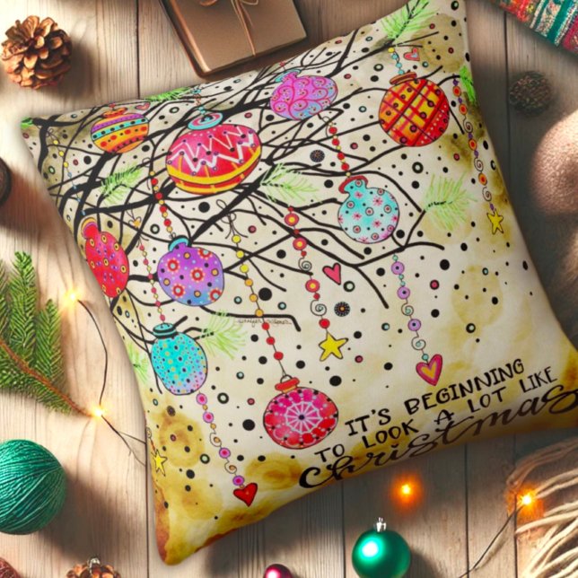 Hübsche Weihnachtsschmuck - farbenfrohe Inspiratio Kissen (Von Creator hochgeladen)