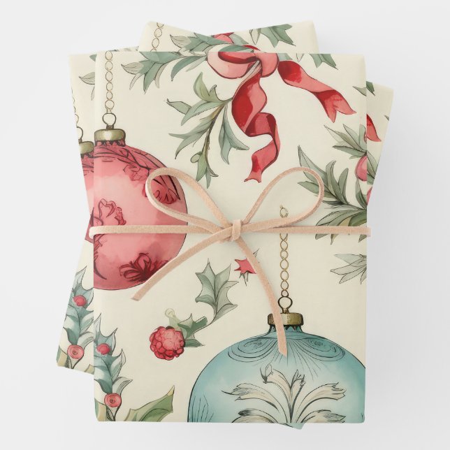 Hübsche Weihnachtsschmuck Pastel Geschenkpapier Set (Beispiel)