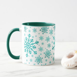 Hübsche Weihnachtsschneeflocken im Winterweiß Tasse