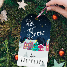 Hübsche Weihnachtsstadt Let It Snow Name Weihnacht Geschenkanhänger