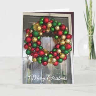 Hübsche Weihnachtsstür mit Zierwaschkarte Feiertagskarte