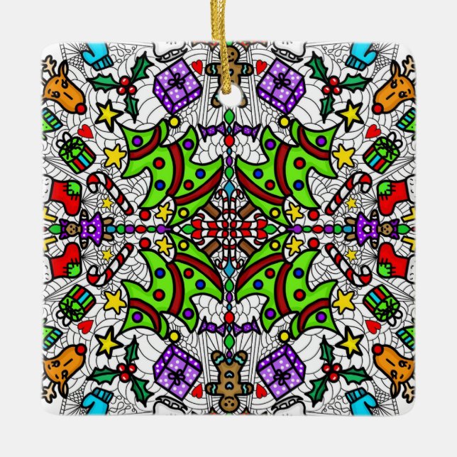 Hübsche Weihnachtszeit Mandala Keramikornament (Vorderseite)