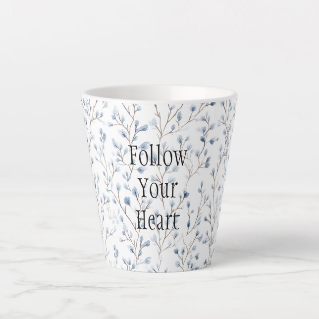 Hübsche Weiße Blaue Blumen Weihnachten Milchtasse (Vorderseite)