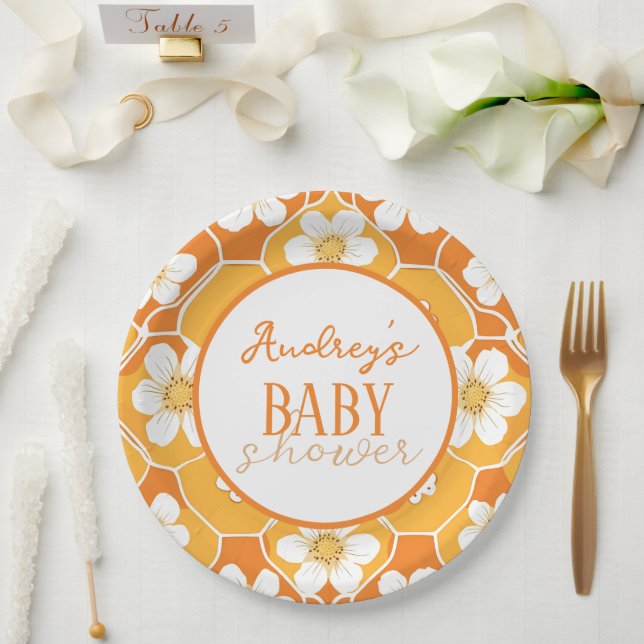 Hübsche weiße Blume Babyduschplatte Pappteller (Hochzeit)