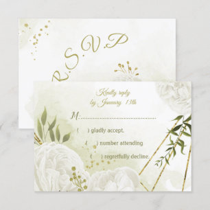hübsche weiße Blume grüne Blätter botanisch RSVP Karte