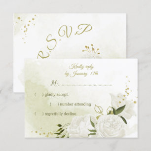 hübsche weiße Blume grüne Blätter botanisch RSVP Karte