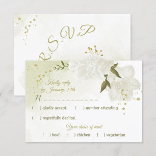 hübsche weiße Blume grüne Blätter botanisch RSVP Karte