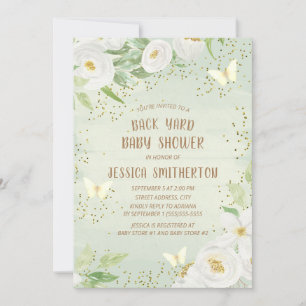 Hübsche weiße Blumen Grüner Hinterhof-Baby-Party-E Einladung