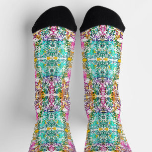 Hübsche weiße bunte Blumen Socken