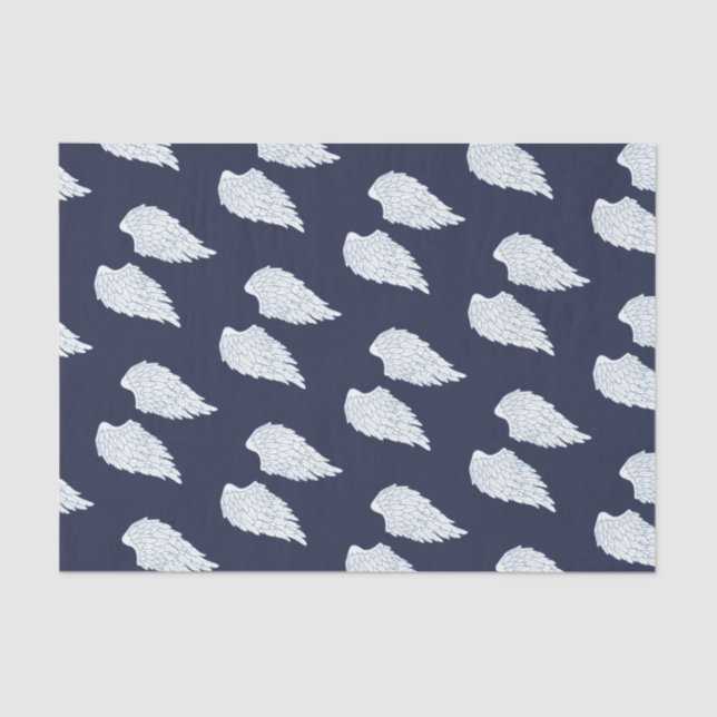 Hübsche weiße Engels-Flügel u. Marine Seidenpapier (Vorderseite)