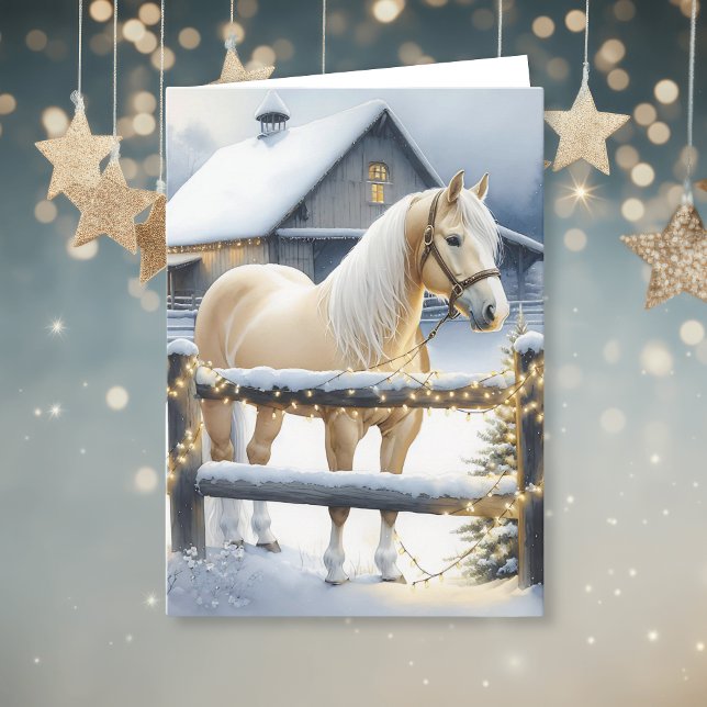 Hübsche Weiße Pferdezucht Weihnachten Personalisie Karte (Von Creator hochgeladen)