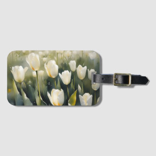 Hübsche weiße Tulpen-Garten-Aquarellmalerei Gepäckanhänger