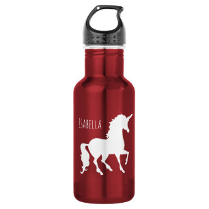 Hübsche weiße Unicorn-Silhouette-Mädchen schön Trinkflasche