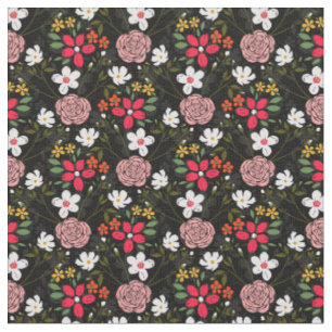 Hübsche Weißrosa Schwarze Pinselstriche Stoff