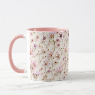 Hübsche whimsical 3D-Wildblume in rosa und lila Tasse