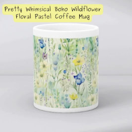 Hübsche Whimsical Boho Wildblume Floral Pastell Kaffeetasse