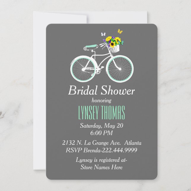 Hübsche White Bicycle Bridal Dusche Einladung (Vorderseite)