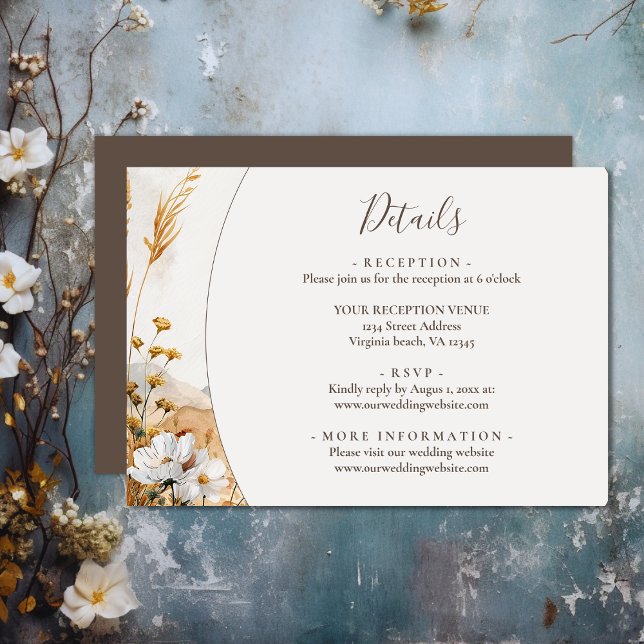 Hübsche Wildblume Boho Begleitkarte (Pretty Boho Mountain Wildflower Wedding Details Enclosure Card)