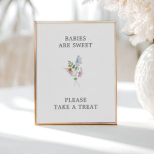 Hübsche Wildblume Bouquet Babyduschzeichen Poster