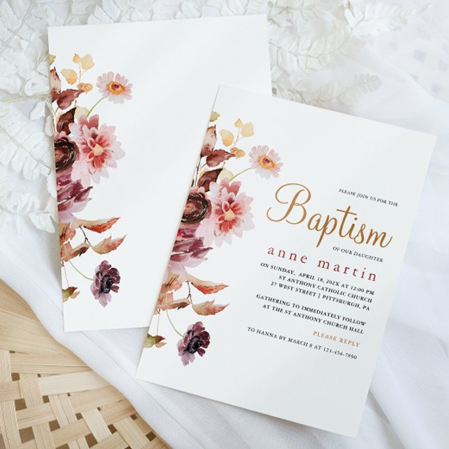Hübsche Wildblume Bouquet Girls Blumentaufe Einladung (Von Creator hochgeladen)