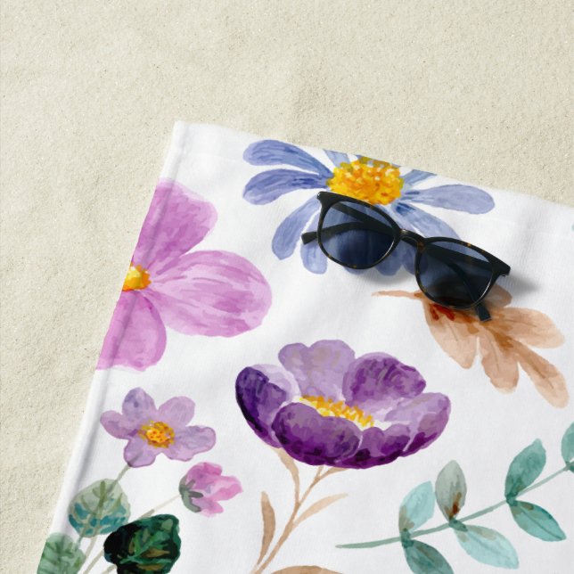 Hübsche Wildblume Farbige Wasserfarbe für den Somm Strandtuch (Beispiel)