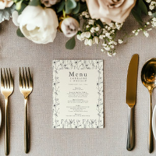 Hübsche Wildblume Hochzeitsmenü Menükarte