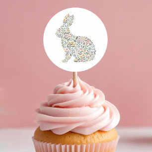 Hübsche Wildblume Kaninchen Frühjahr Ostern Runder Aufkleber