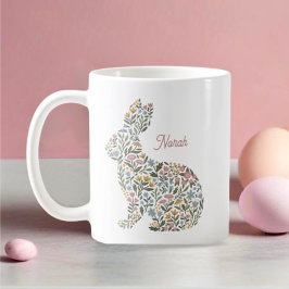 Hübsche Wildblume Kaninchen Personalisiert Ostern Kaffeetasse
