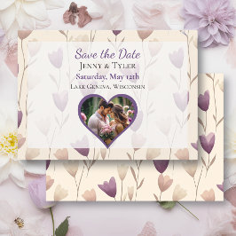 Hübsche Wildblume Lila Botanische Hochzeit Save The Date