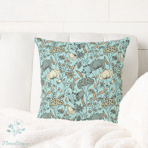 Hübsche Wildblume Wiese Pastell Blaues Blumendesig Kissen