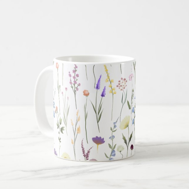 Hübsche Wildblumen Blumenmuster Kaffeetasse (Vorderseite Links)