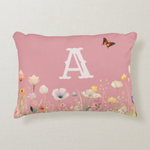 Hübsche Wildblumen für Aquarellfarben und Monogram Dekokissen