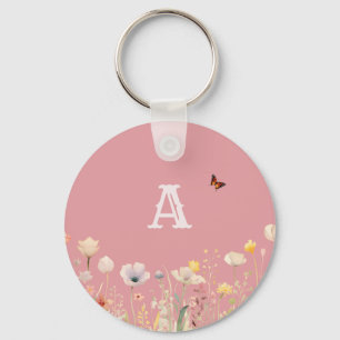 Hübsche Wildblumen für Aquarellfarben und Monogram Schlüsselanhänger